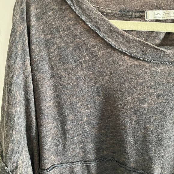 We the Free Oversized Gray/Brown Tee Shirt Size Medium Stretchy Comfy Boho - Picture 3 of 13